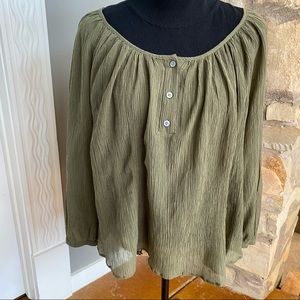 J. Crew Point Sur silk olive crinkle top NWT